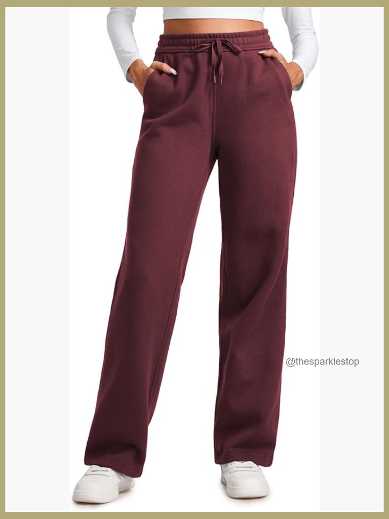 Cotton Fleece Lined Straight Leg Sweatpants With Pockets